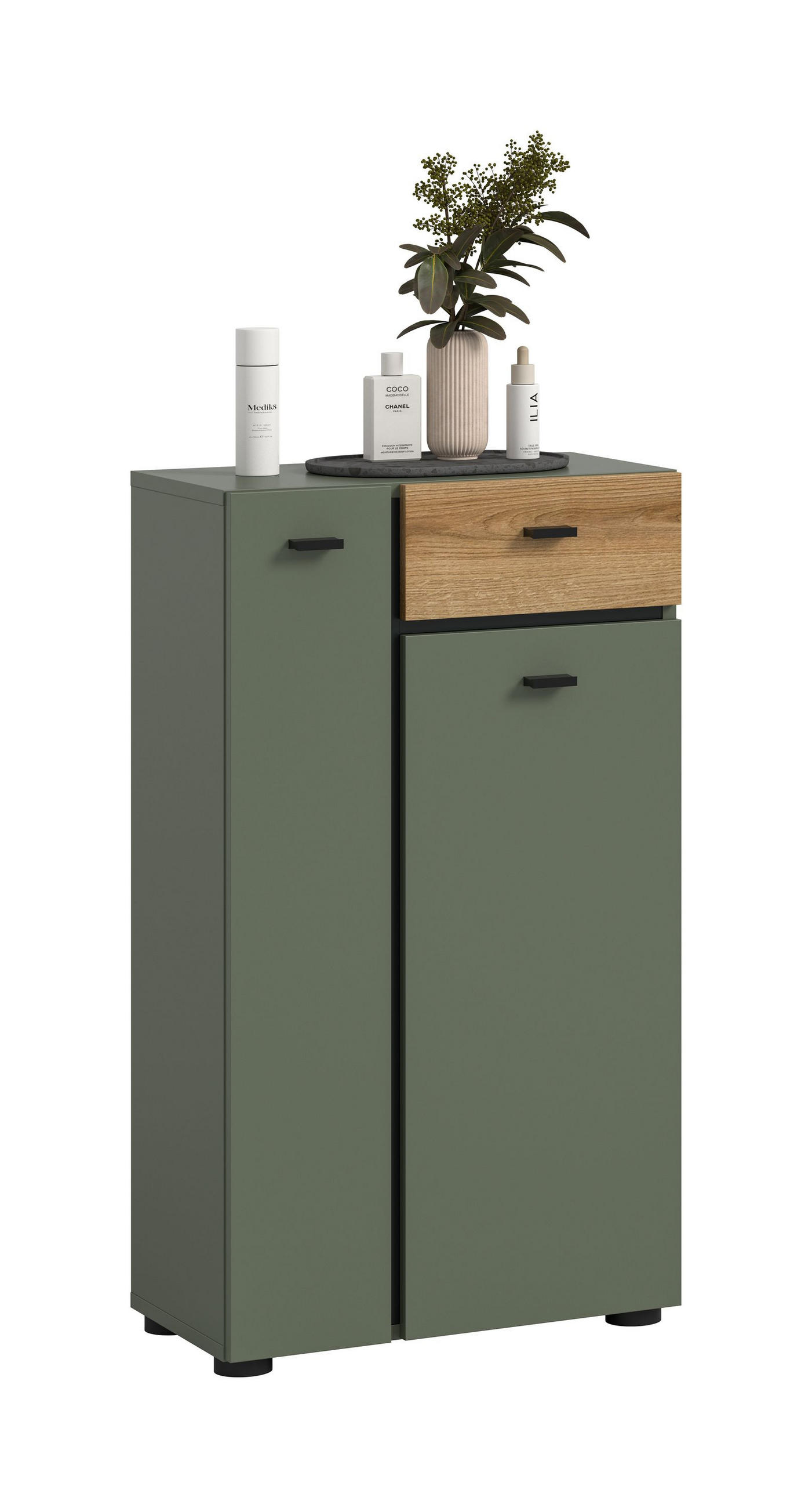 STANDSCHRANK AQUA (B/H/T: ca. 51/91/30 cm) in Sage Green/Sage Green - Grün, Holzwerkstoff (51/91/30cm)