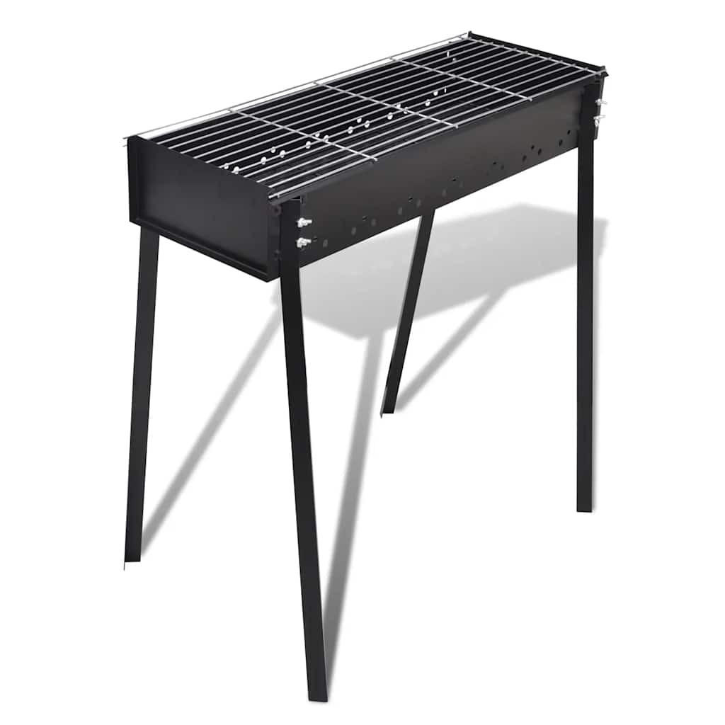 BBQ-GRILL Säulengrill Standgrill Kohlegrill Quadratisch - Schwarz, Metall (47/76/75cm) - vidaXL