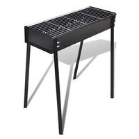 BBQ-GRILL Säulengrill Standgrill Kohlegrill Quadratisch - Schwarz, Metall (47/76/75cm) - vidaXL