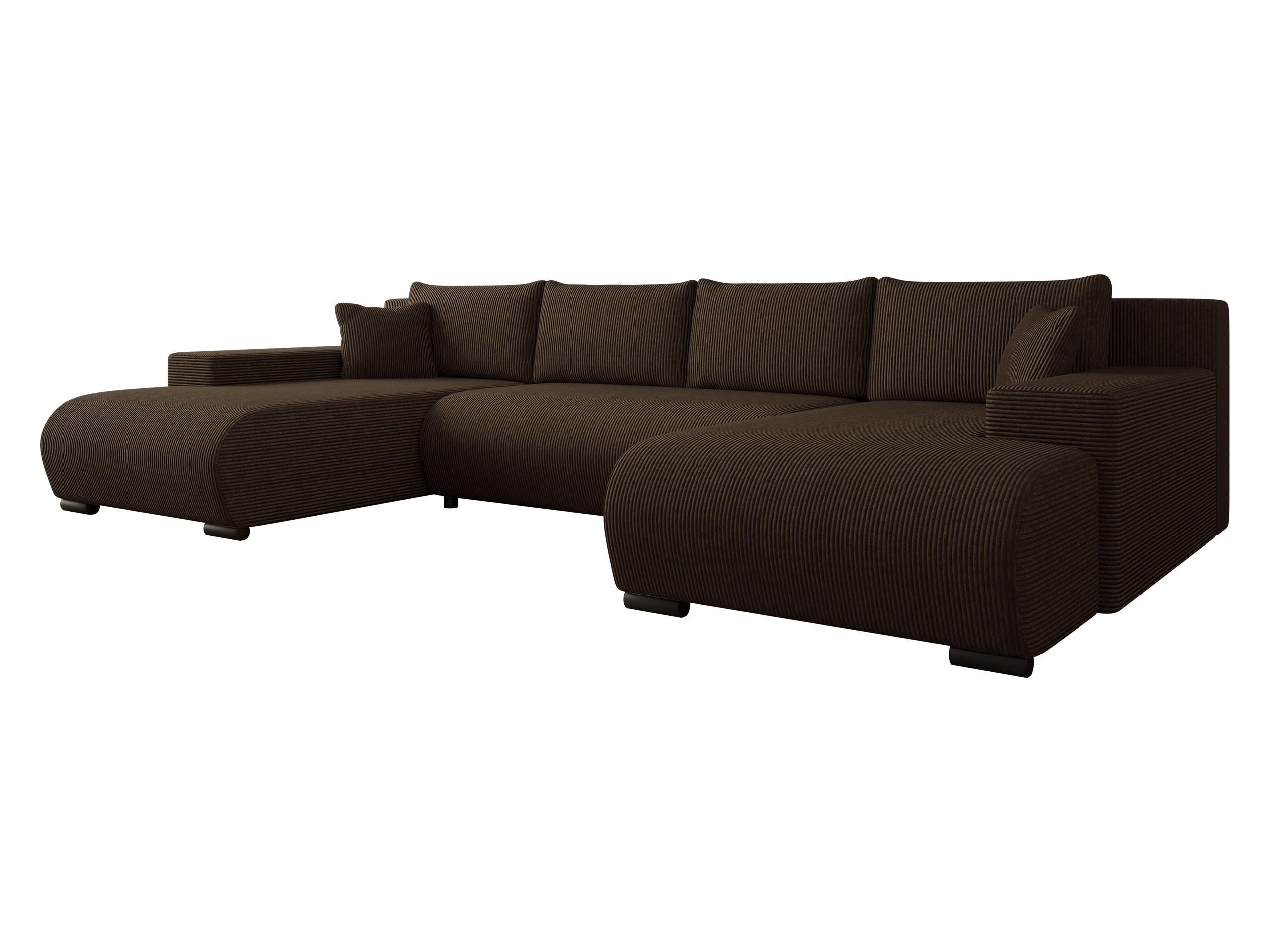 WOHNLANDSCHAFT Nojan U Cord - Dunkelbraun/Schwarz, Holz/Kunststoff (351/80/191cm) - MIRJAN24
