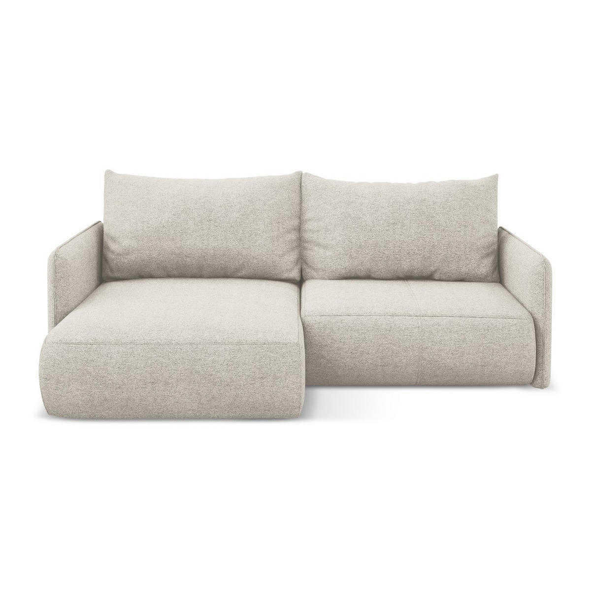 ECKSOFA mit Schlaffunktion Chenille Stoff Grau - Silberfarben/Schwarz, Kunststoff/Textil (148/207cm) - LaMiaSofa