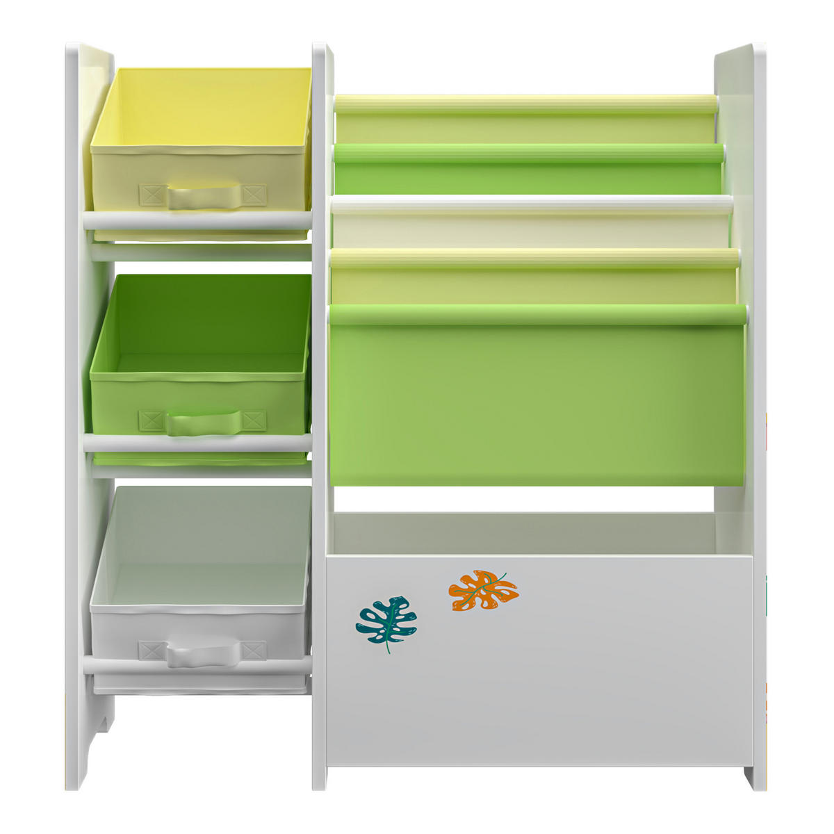 KINDERREGAL Vimianzo - Gelb/Weiß, Holzwerkstoff/Textil (65/60/30cm) - [en.casa]