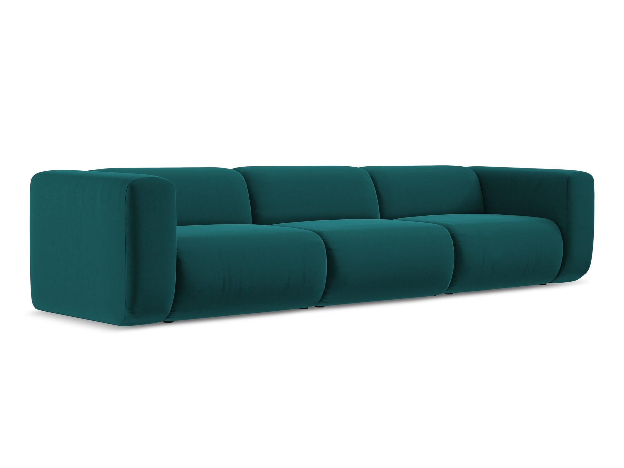 4-SITZER-SOFA Samt Stoff Blau - Blau/Petrol, Kunststoff/Textil (319/70/89cm) - Makamii