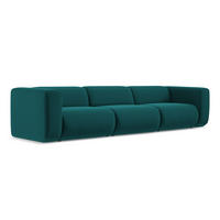 4-SITZER-SOFA Samt Stoff Blau - Blau/Petrol, Kunststoff/Textil (319/70/89cm) - Makamii
