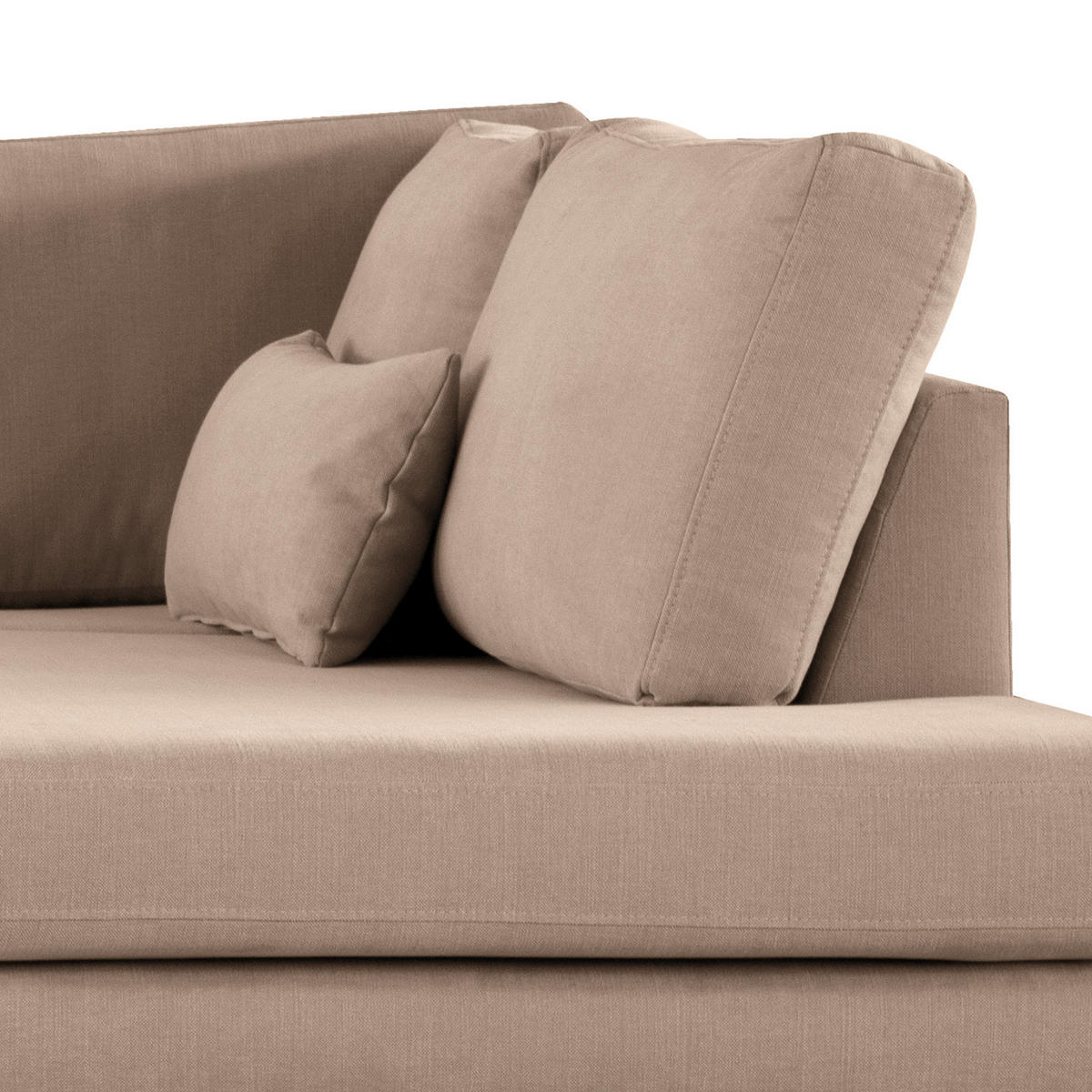 WOHNLANDSCHAFT mit Longchair - Taupe/Eichefarben, Naturmaterialien/Eichenholz (371/81/219cm) - home24