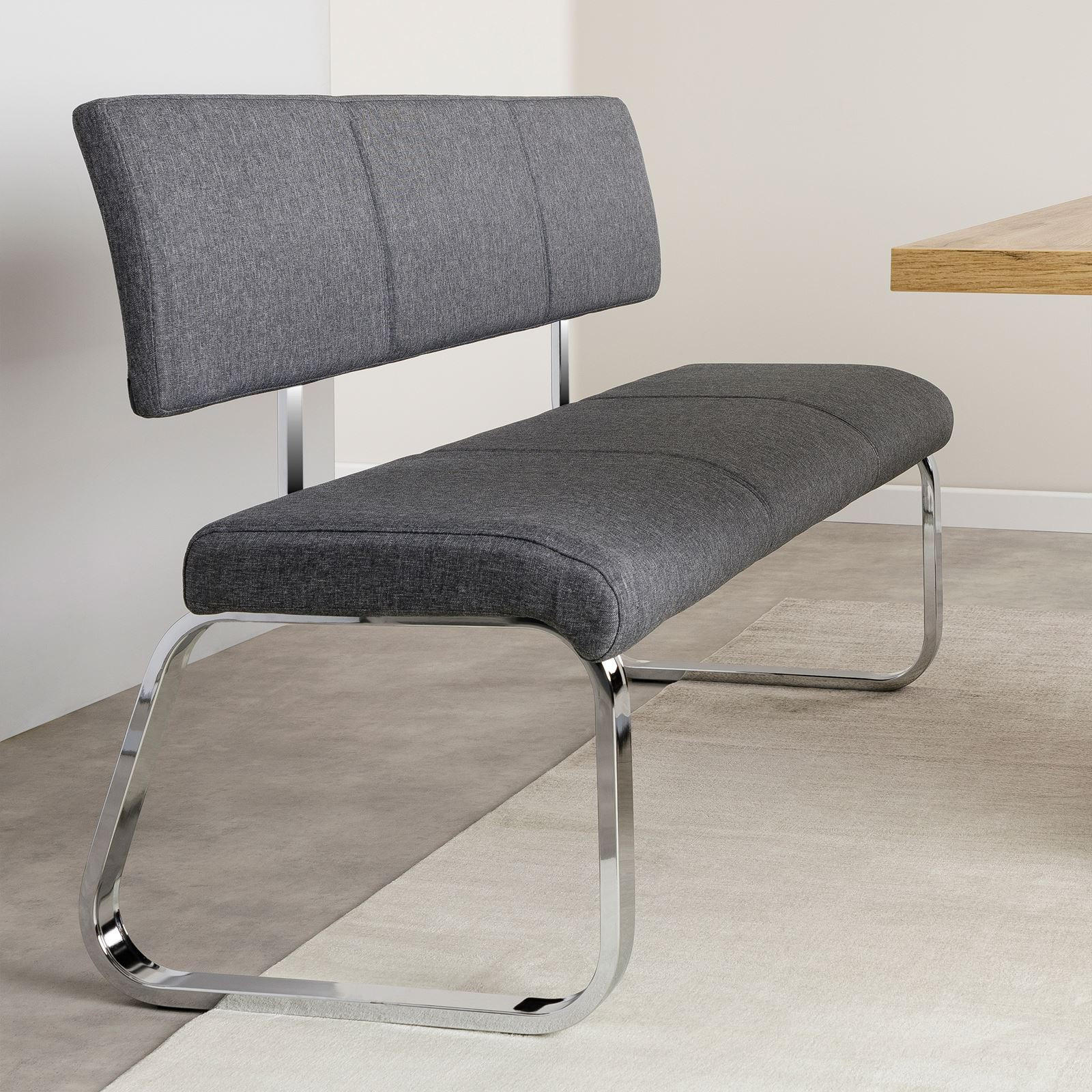 ESSZIMMERBANK VILAS - Grau, Textil/Metall (136/89/59cm) - IDIMEX