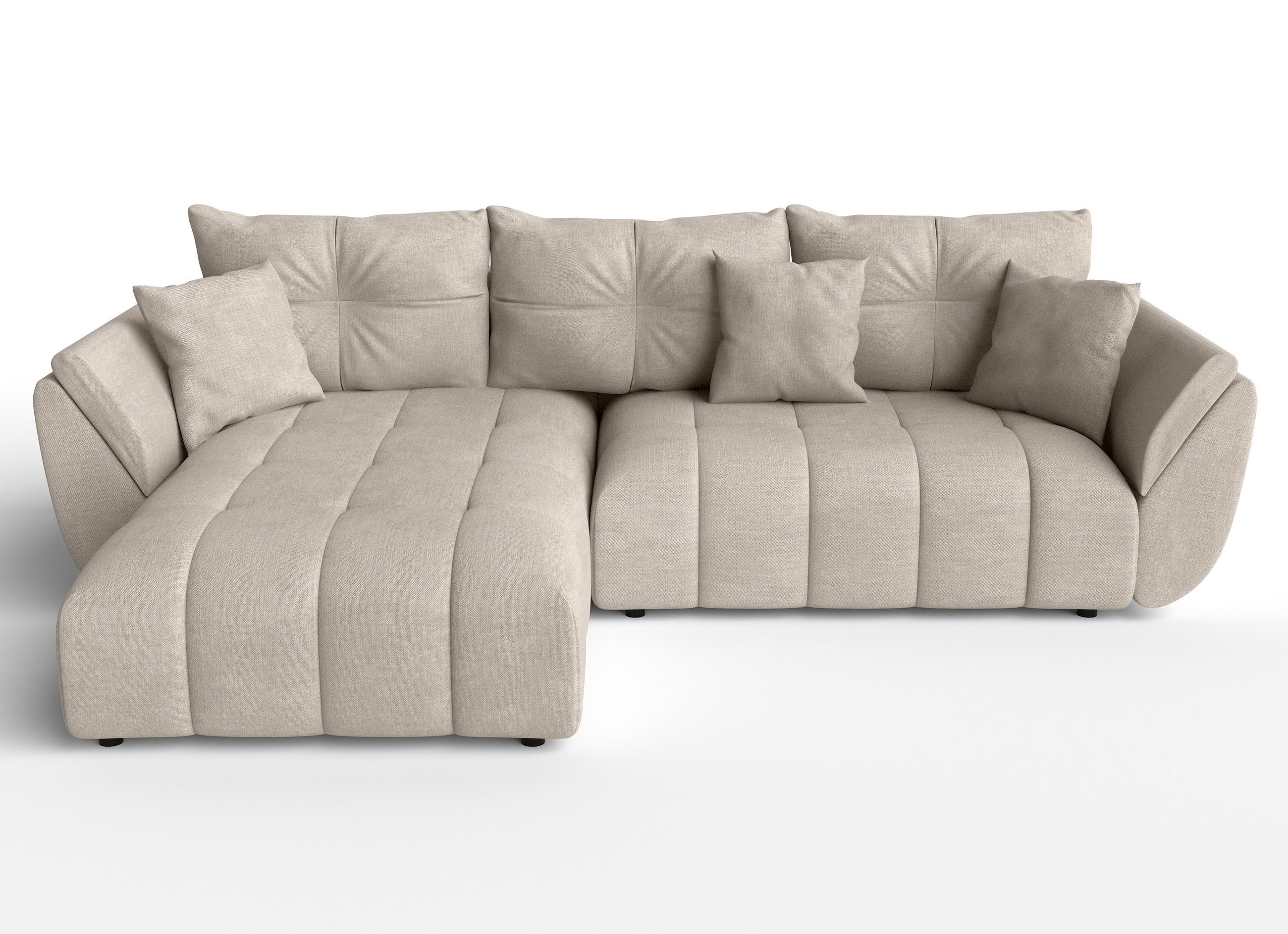 ECKSOFA L Form Verciani Hellbraun 266/190/91 cm mit Schlaffunktion - Schwarz/Bronzefarben, Kunststoff/Textil (266/190cm) - AX Living