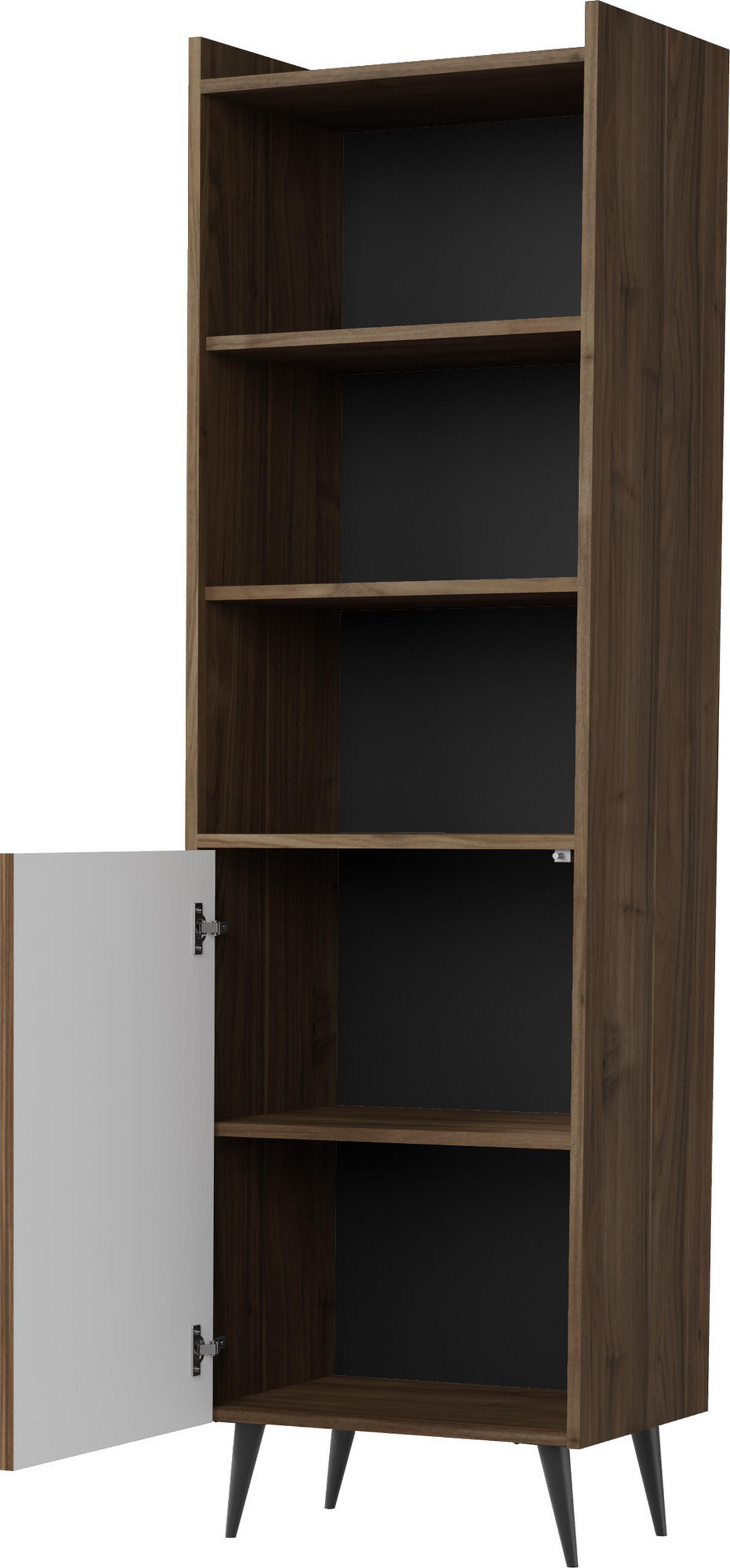 REGAL Arysa in Braun Walnuss Holzoptik 52/182/41 cm - Walnussfarben/Schwarz, Holzwerkstoff/Metall (52/180/41cm) - WFL GROUP