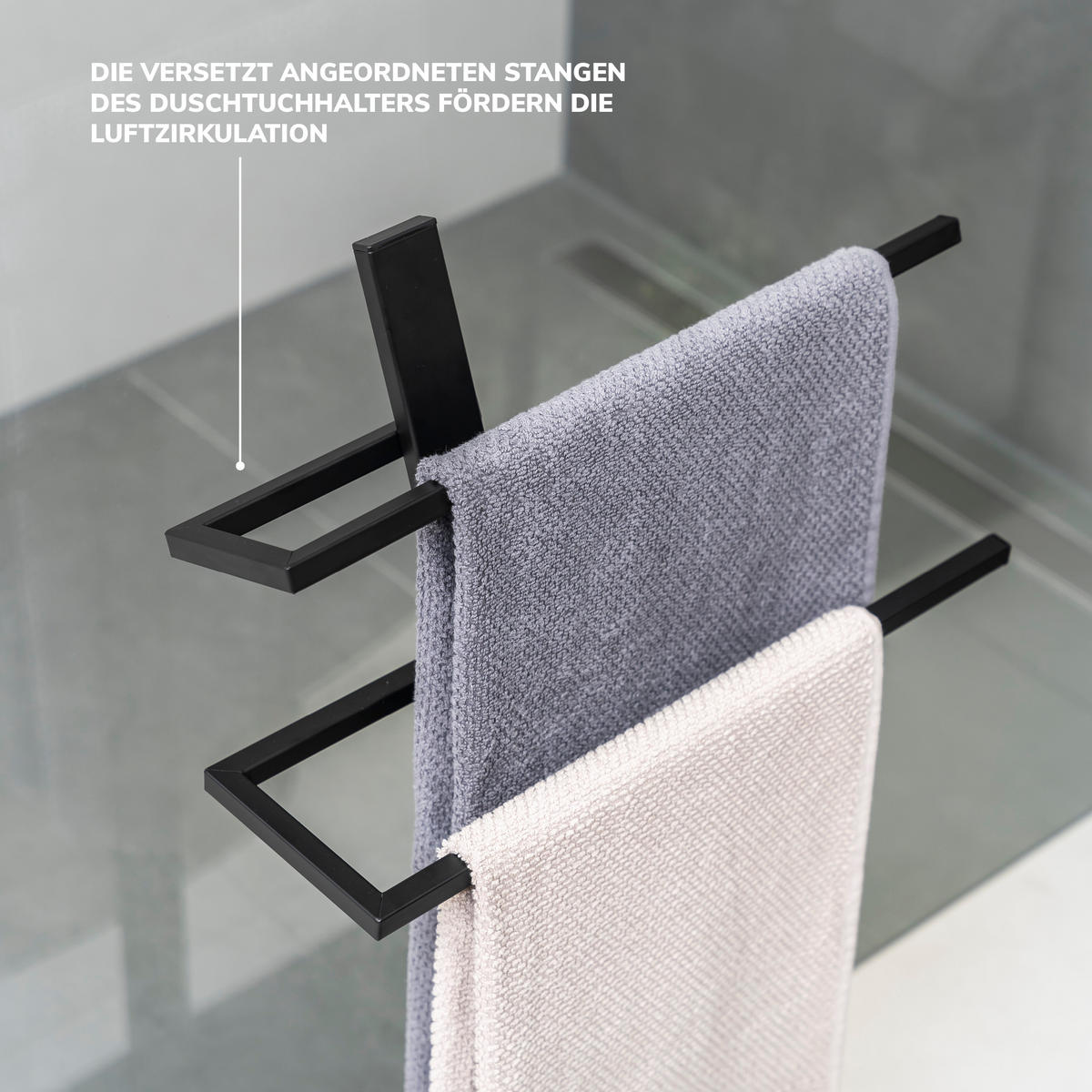 HANDTUCHHALTER, schwarz - Schwarz, Metall (42/80.5/19cm) - eluno