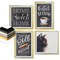WANDBILDER 4er Set - 50x50 cm & 40x60 cm Goldrahmen - Hausküchenthemen Katze - Goldfarben, Kunststoff (50/50cm) - ArtPrintCave