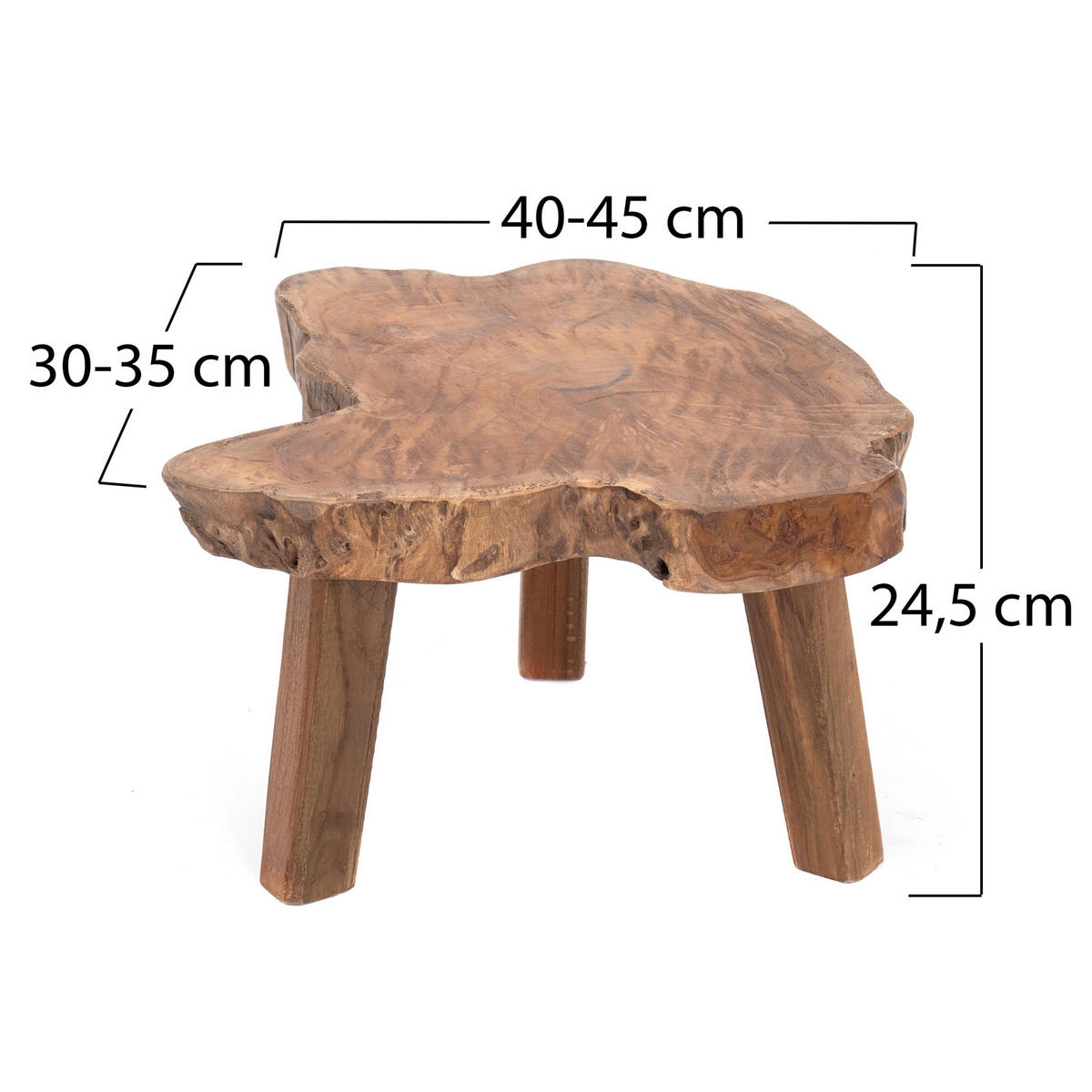 BLUMENHOCKER Slice Mahagoni Massivholz naturfarben - Naturfarben, Holz (35/45/25cm) - CREEDWOOD