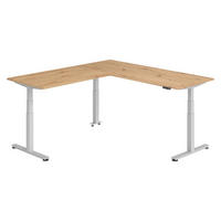 ECKSCHREIBTISCH elektrisch höhenverstellbar L-Form 220/200/74 cm in Wildeiche/Silberfarben - Wildeiche/Silberfarben, Holzwerkstoff (220/200/74cm) - bümö