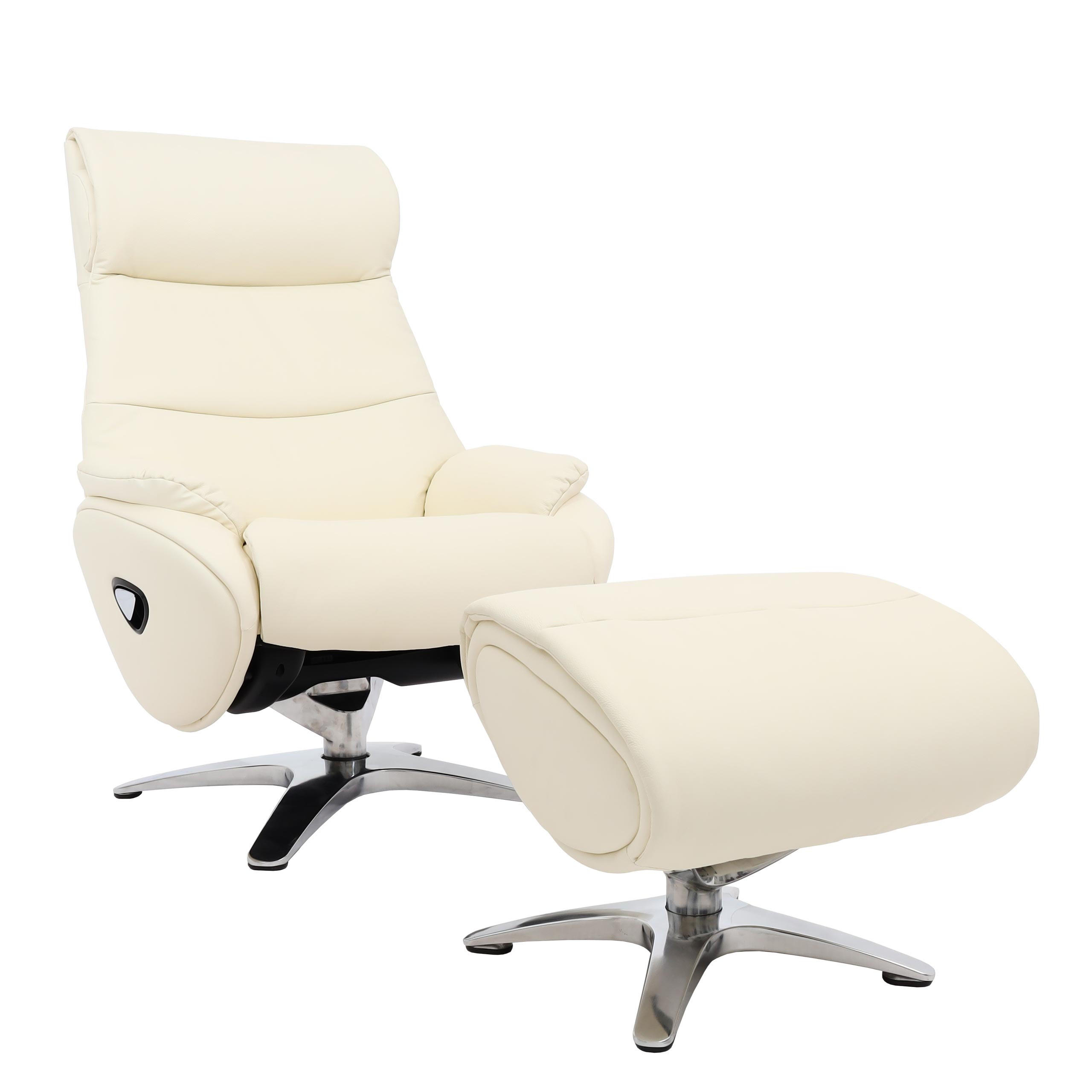 RELAXSESSEL MIT HOCKER Cremeweiß - Weiß, Textil (117/110/77cm) - MCW