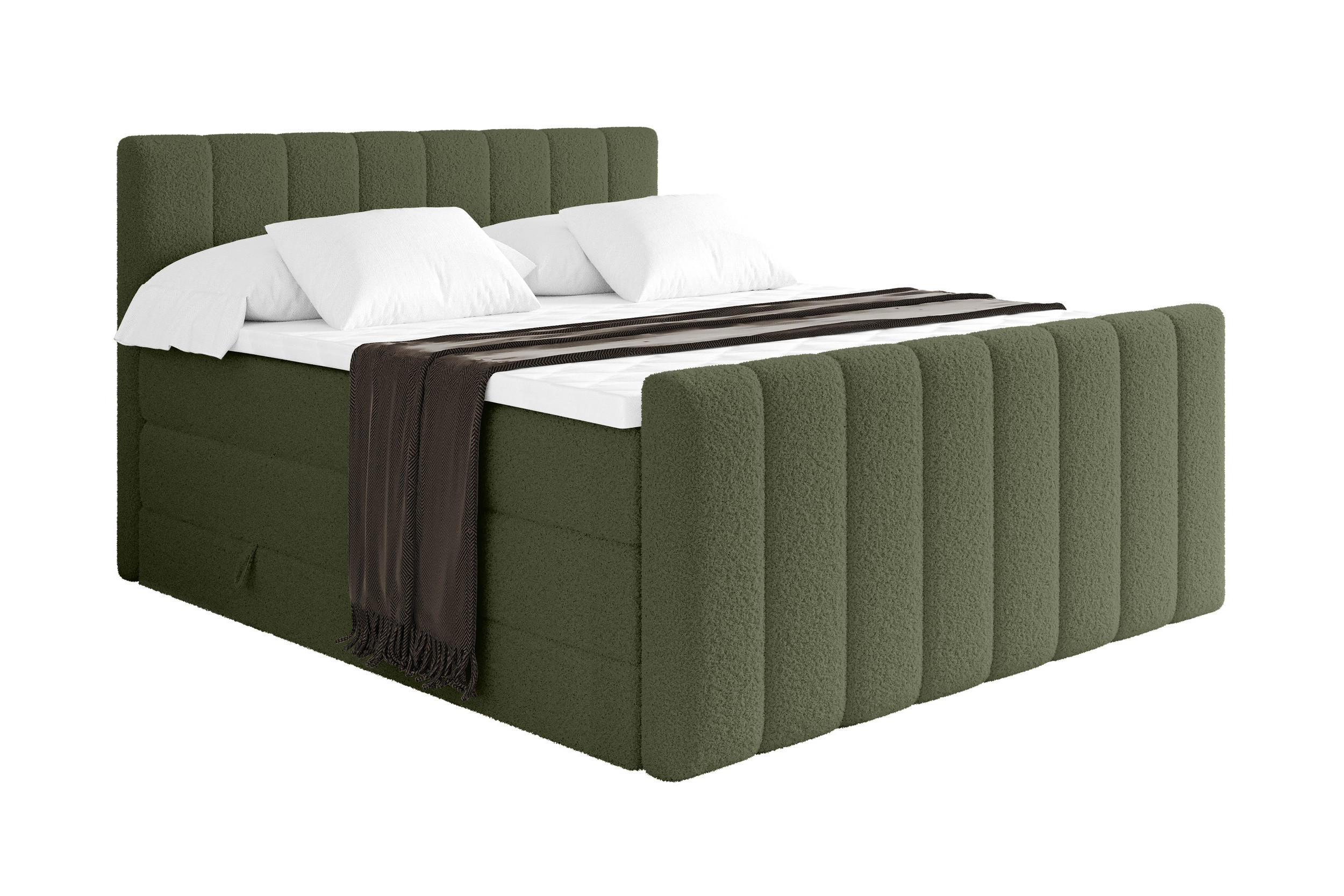 BOXSPRINGBETT mit Matratze H3/H4 - OTTA-Z KING - 140x200 cm Grün - Grün, Holzwerkstoff (140/200cm) - ALTDECOR