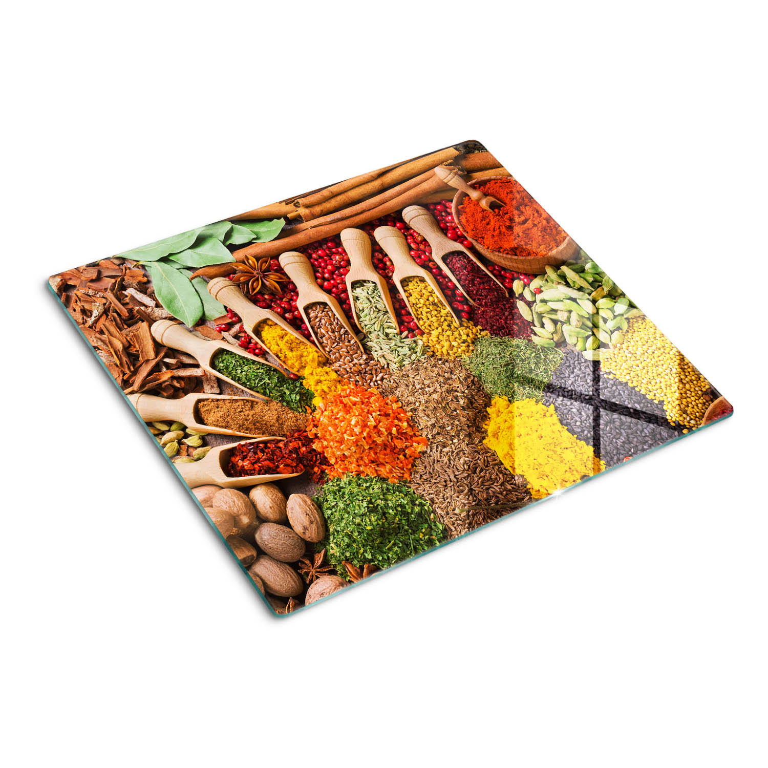 GLASPLATTE 60x52 cm Bunte Gewürze - Multicolor, Glas (60/0.4/52cm) - TULUP