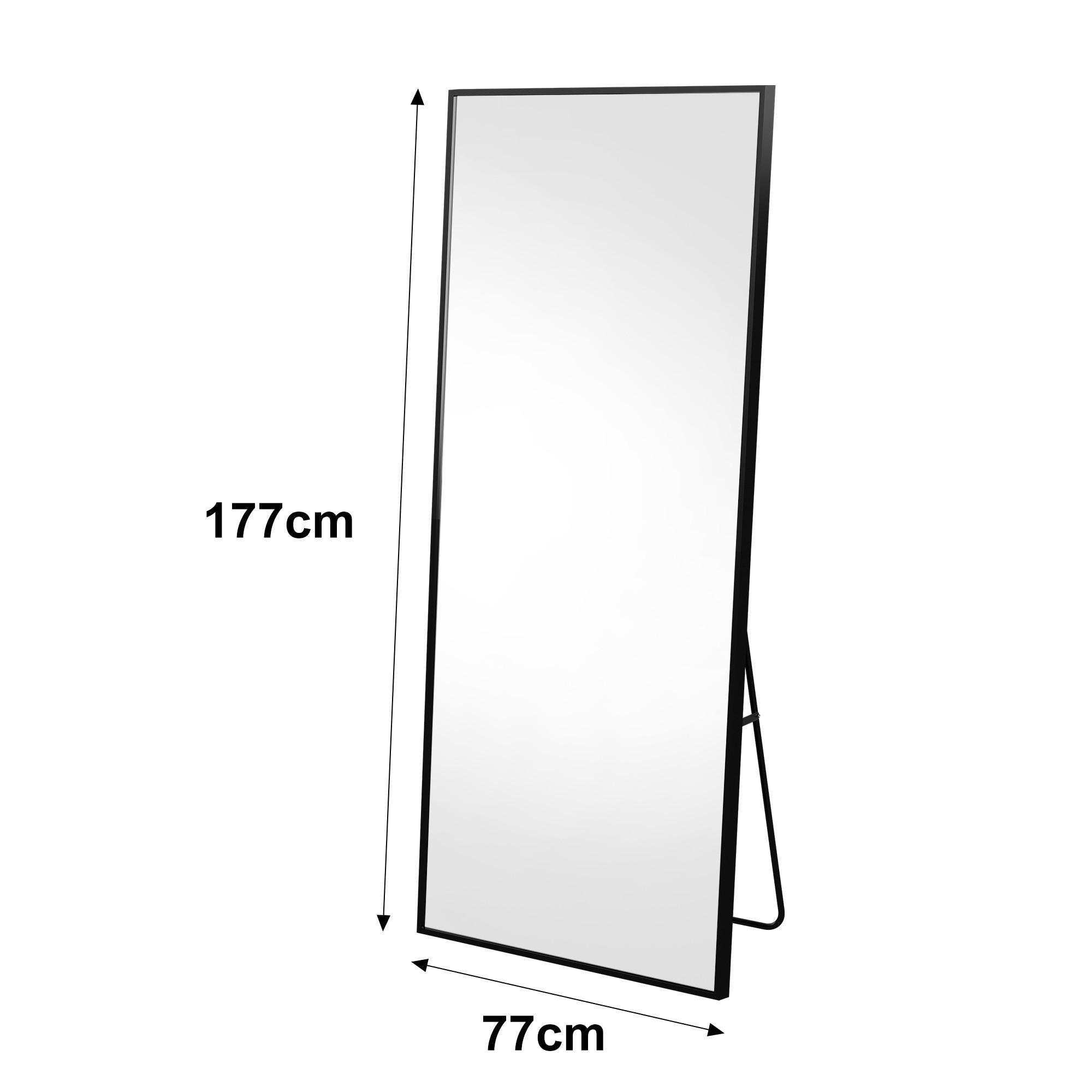 STANDSPIEGEL 177 x 77 cm, freistehend/wandmontiert, Ankleidespiegel, schwarz - Schwarz, Glas/Metall (77/177/3cm) - WoodenAura