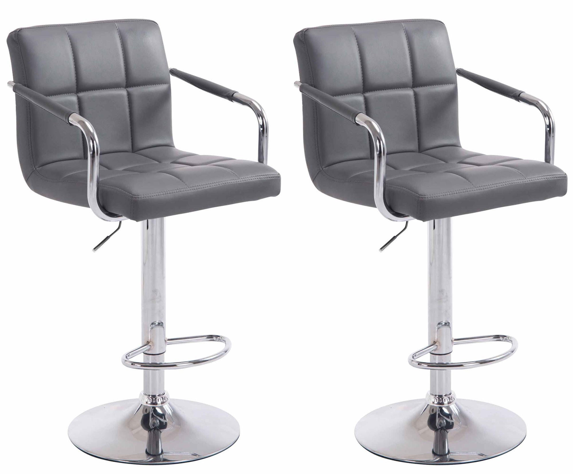 BARHOCKER Lucy V2 2er Set 91-112x54x46 cm Grau - Grau, Leder (54/91/46cm) - furnicato
