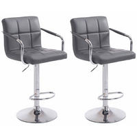 BARHOCKER Lucy V2 2er Set 91-112x54x46 cm Grau - Grau, Leder (54/91/46cm) - furnicato