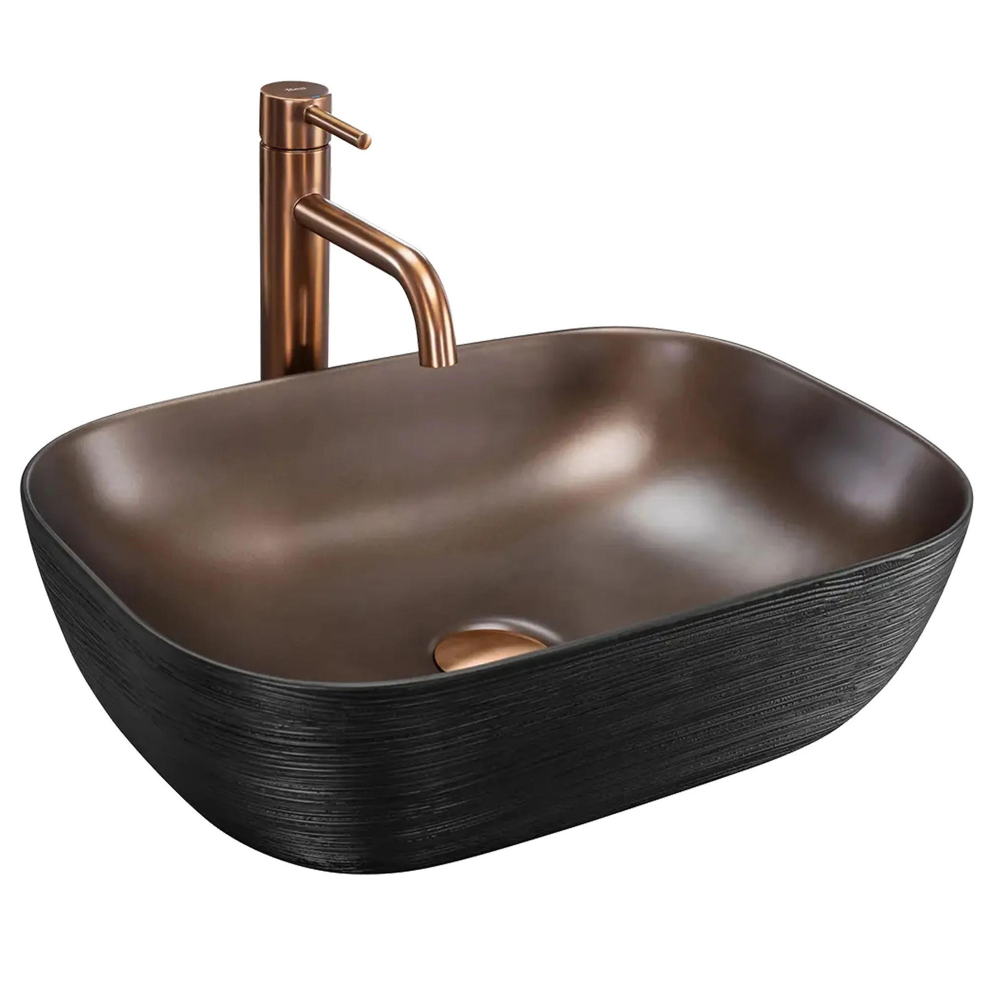AUFSATZWASCHBECKEN Rea Belinda Copper Brush / Black - Kupferfarben, Keramik (33.5/13.5/46.5cm) - REA