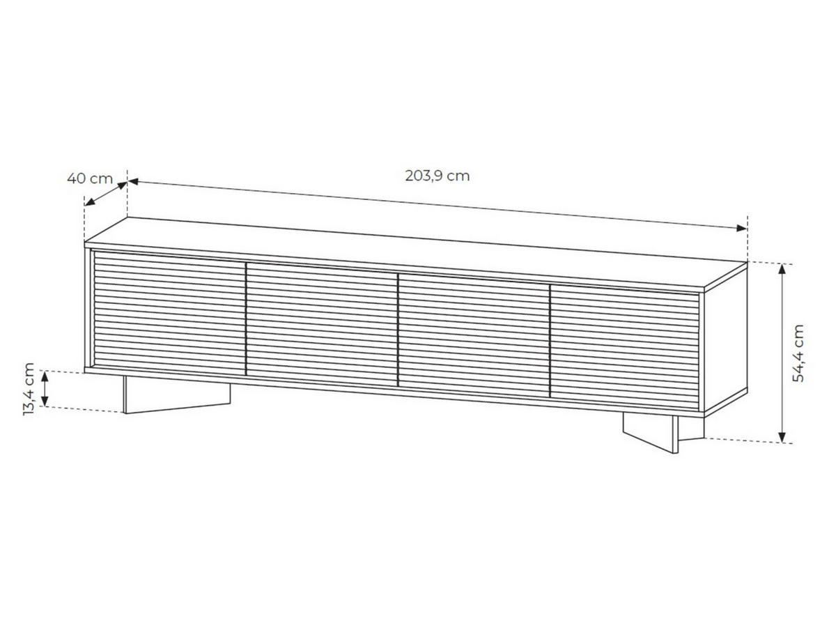 RTV-SCHRANK DEMI Cappuccino, Viertürig TV-Tisch mit und LED-Beleuchtung - Cappuccino, Holzwerkstoff (204/54/40cm) - Bettso