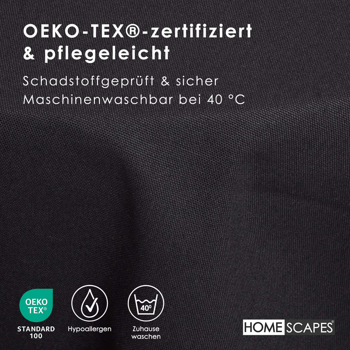 TISCHDECKE schwarz rund 178 cm, 100% Baumwolle - Schwarz, Textil (178/178cm) - Homescapes