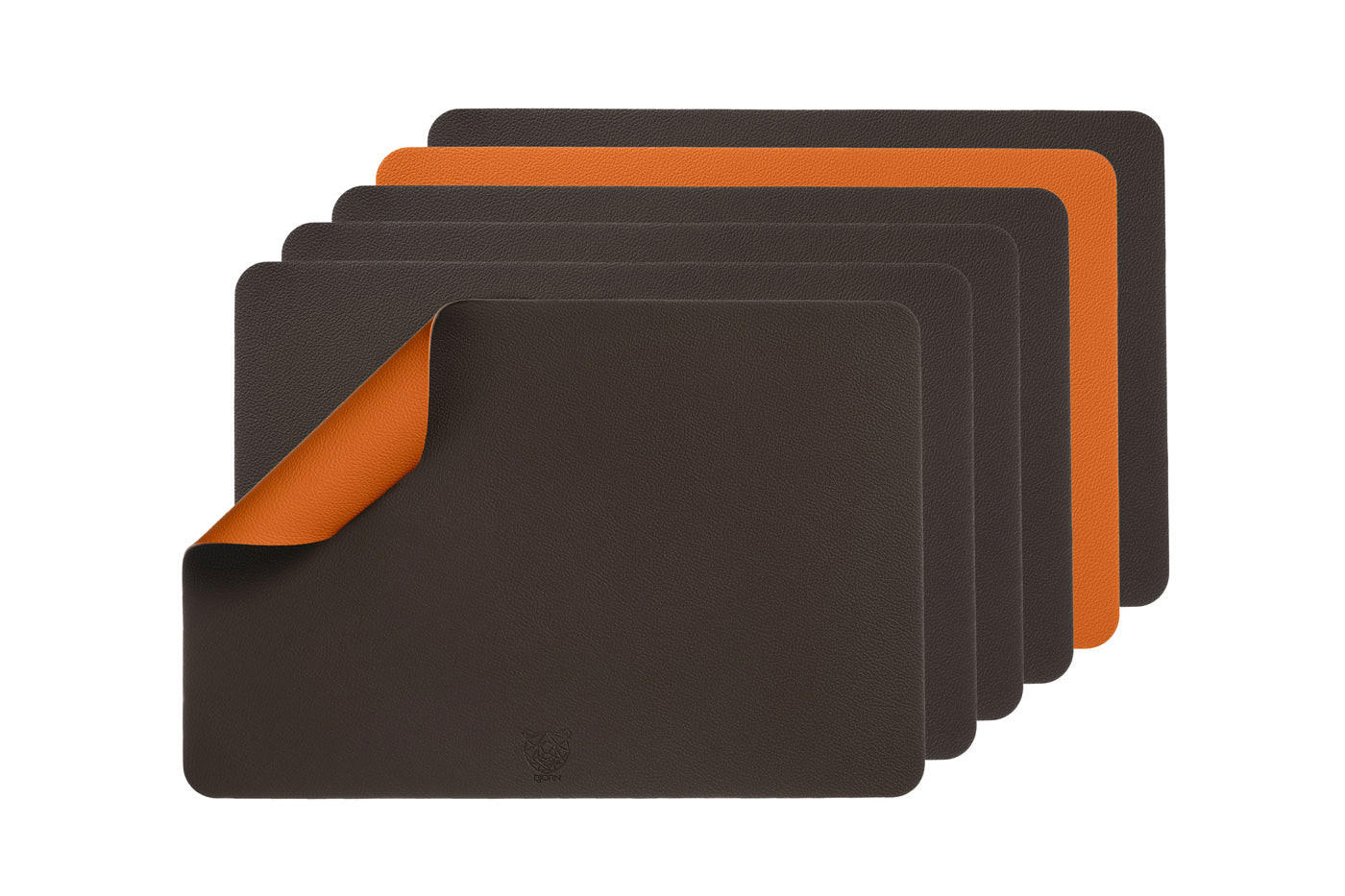 TISCHSET - 6er-Set - Recyceltes Leder in Orange und Schokolade - Orange, Textil (30/44.5cm) - Björn