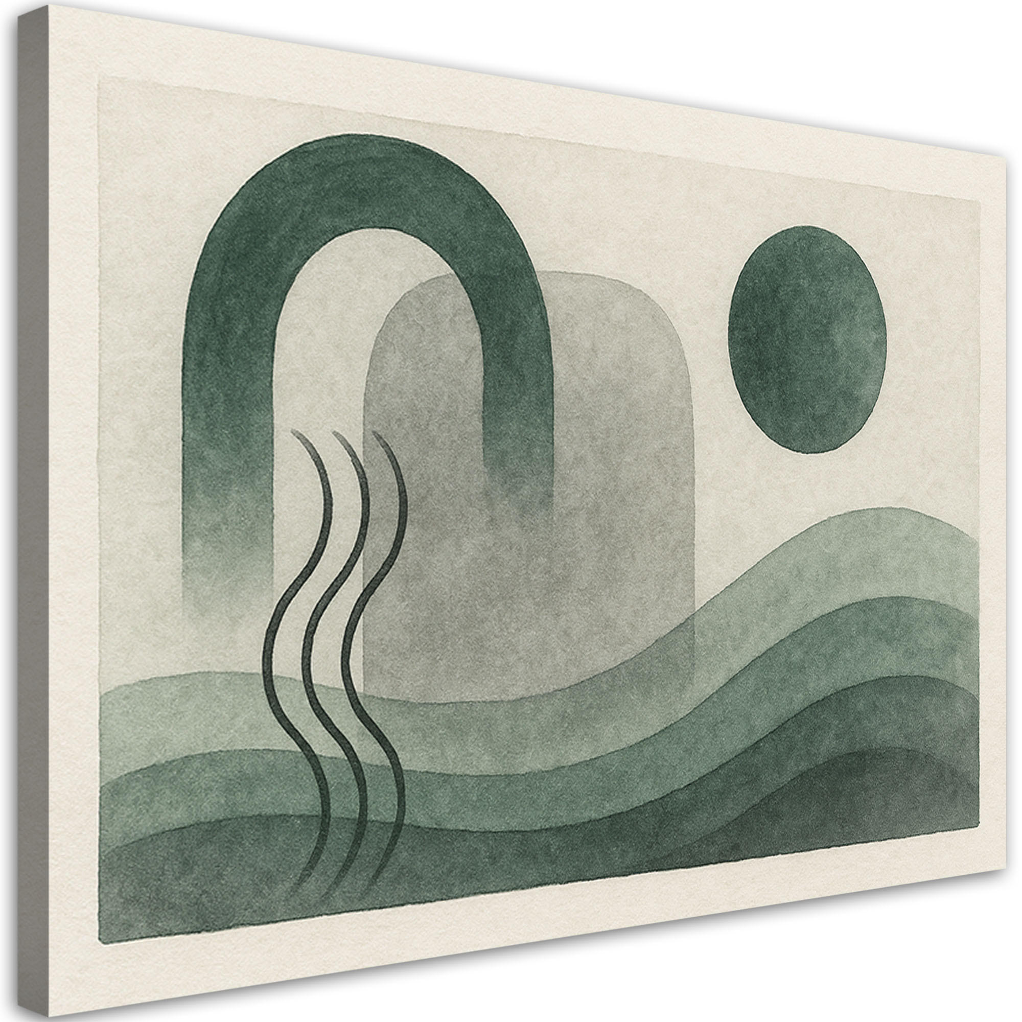 LEINWANDBILD Abstrakte Wellen Aquarell 100x70cm - Grau, Textil (100/70cm) - Feeby