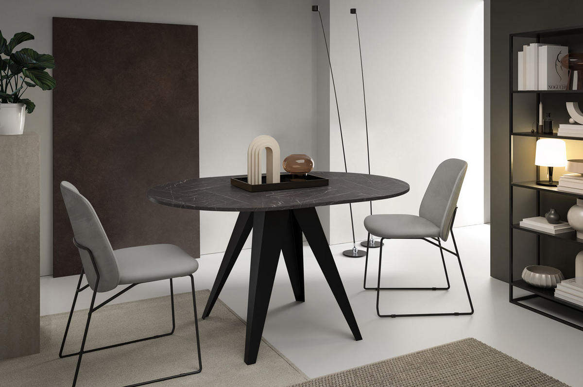 ESSTISCH Gerda Pietra Grigia Schwarz / Schwarz 100/138 / 100 / 76cm - Schwarz/Grau, Holz/Holzwerkstoff (100/100/76cm) - Feldmann-Wohnen