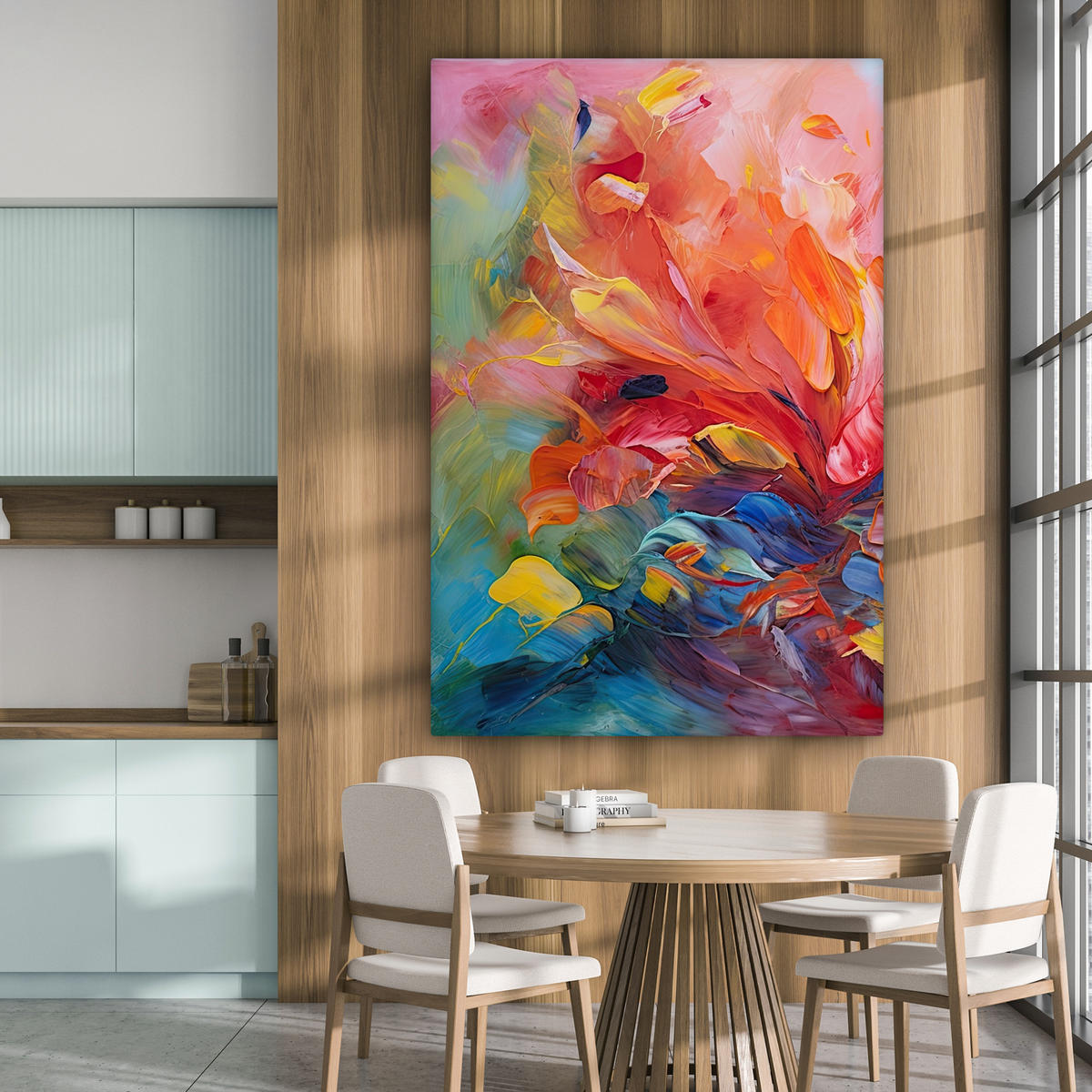 LEINWANDBILD Ölgemälde - Kunst - Abstrakt - Farbenfroh Deko Groß 90x140 cm - Altrosa, Textil (90/140cm) - MuchoWow