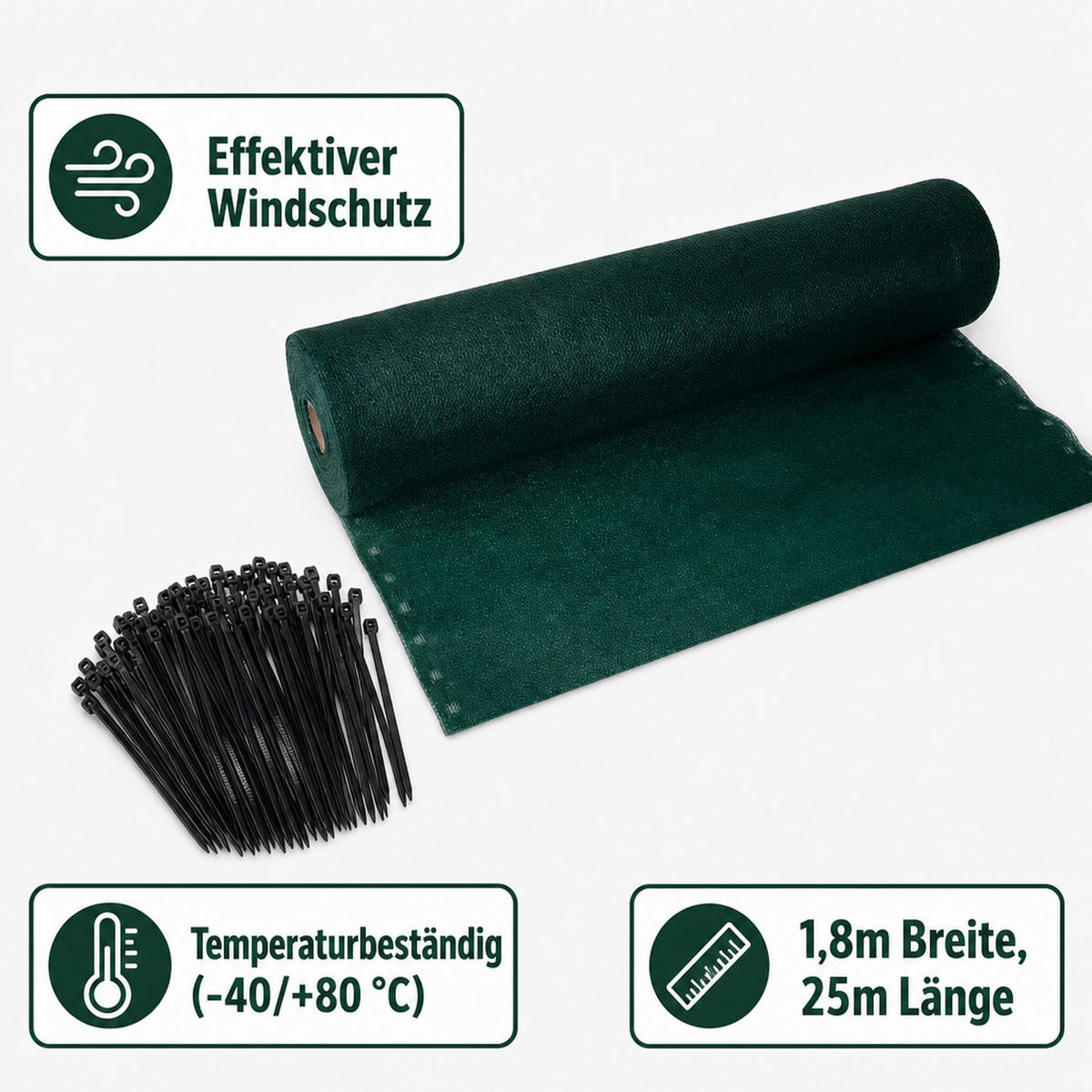 SICHTSCHUTZNETZ - Waldgrün, Kunststoff (180/180cm) - KLASEBO