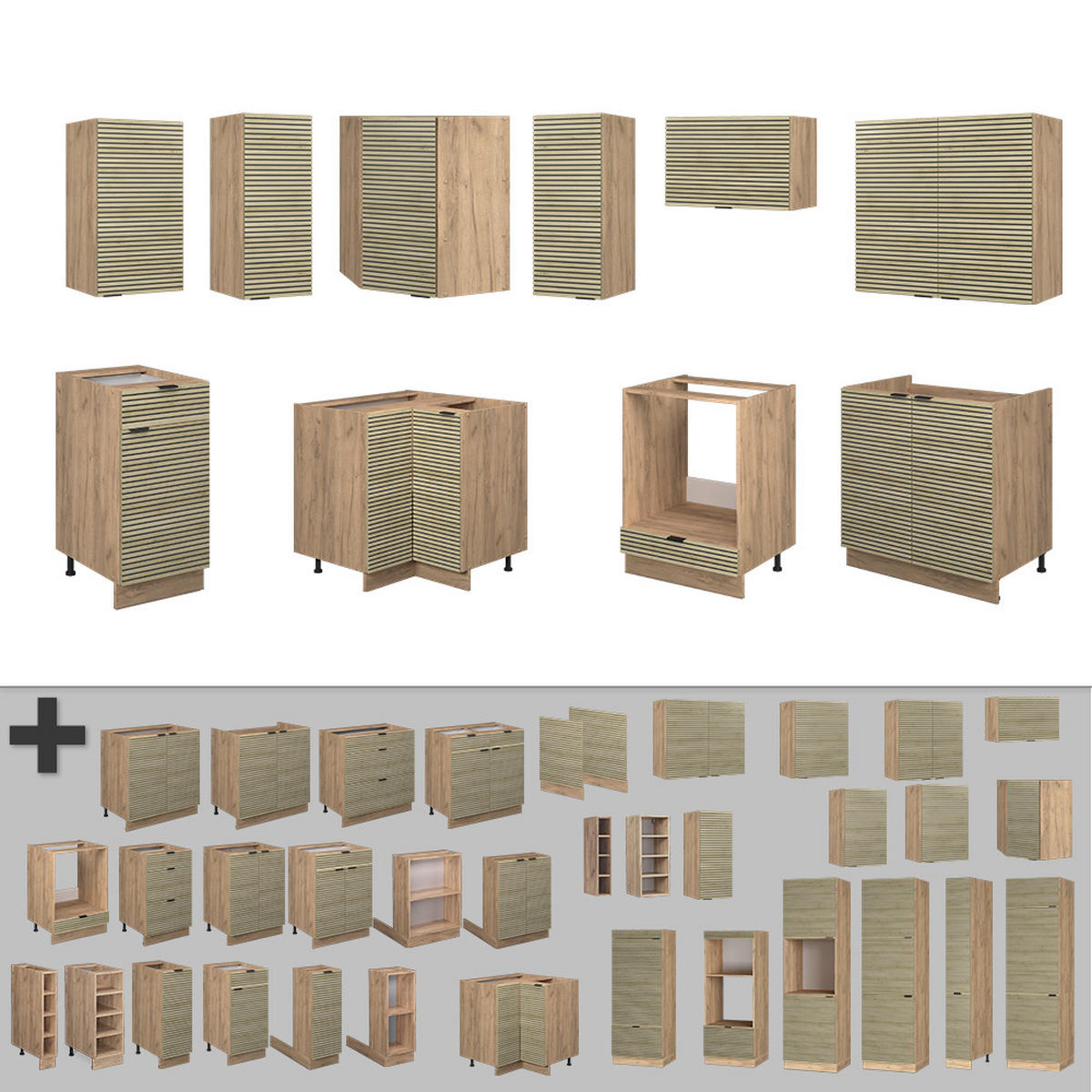 ECKKÜCHE Fame-Line Eiche Paneel/Goldkraft Eiche 160 x 190 cm , AP Eiche - Hellbraun/Eiche Wotan, Holzwerkstoff (190/81.6/60cm) - Vicco