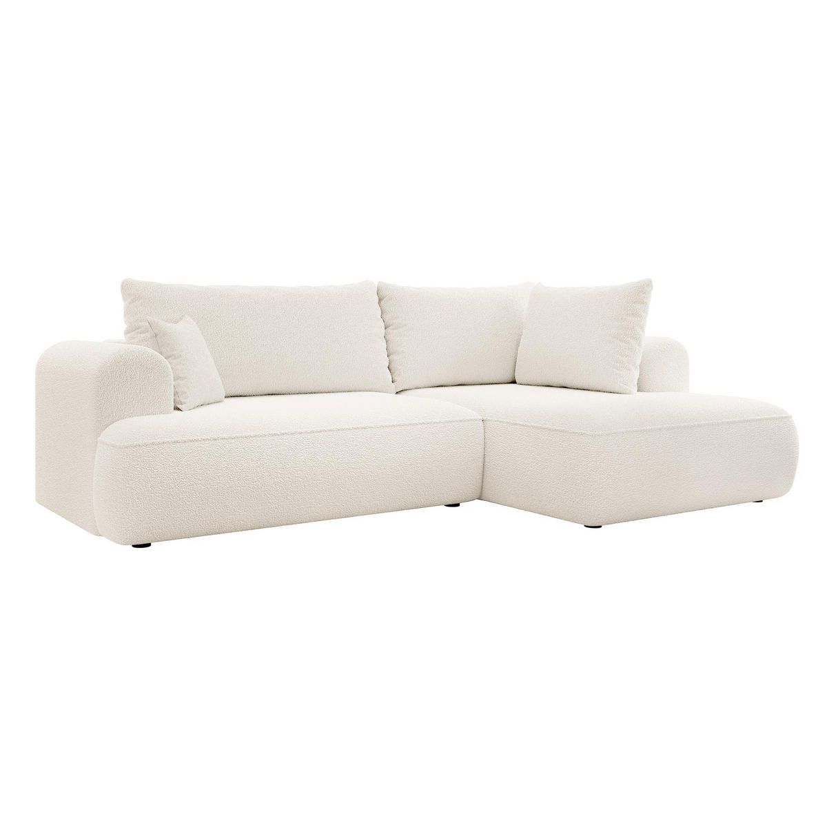 ECKSOFA Ovo Creme Bouclé - Creme/Schwarz, Kunststoff/Textil (165/260cm) - Selsey