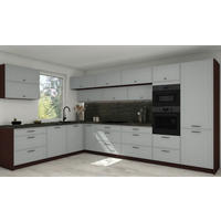 L-FORM KÜCHENZEILE Salo 18-tlg Lava / Dust Grey Matt 387,2 / 266,7 / 207cm - Blum Teilauszug - Dunkelgrau/Grau, Holzwerkstoff/Metall (387.2/207/266.7cm) - Feldmann-Wohnen