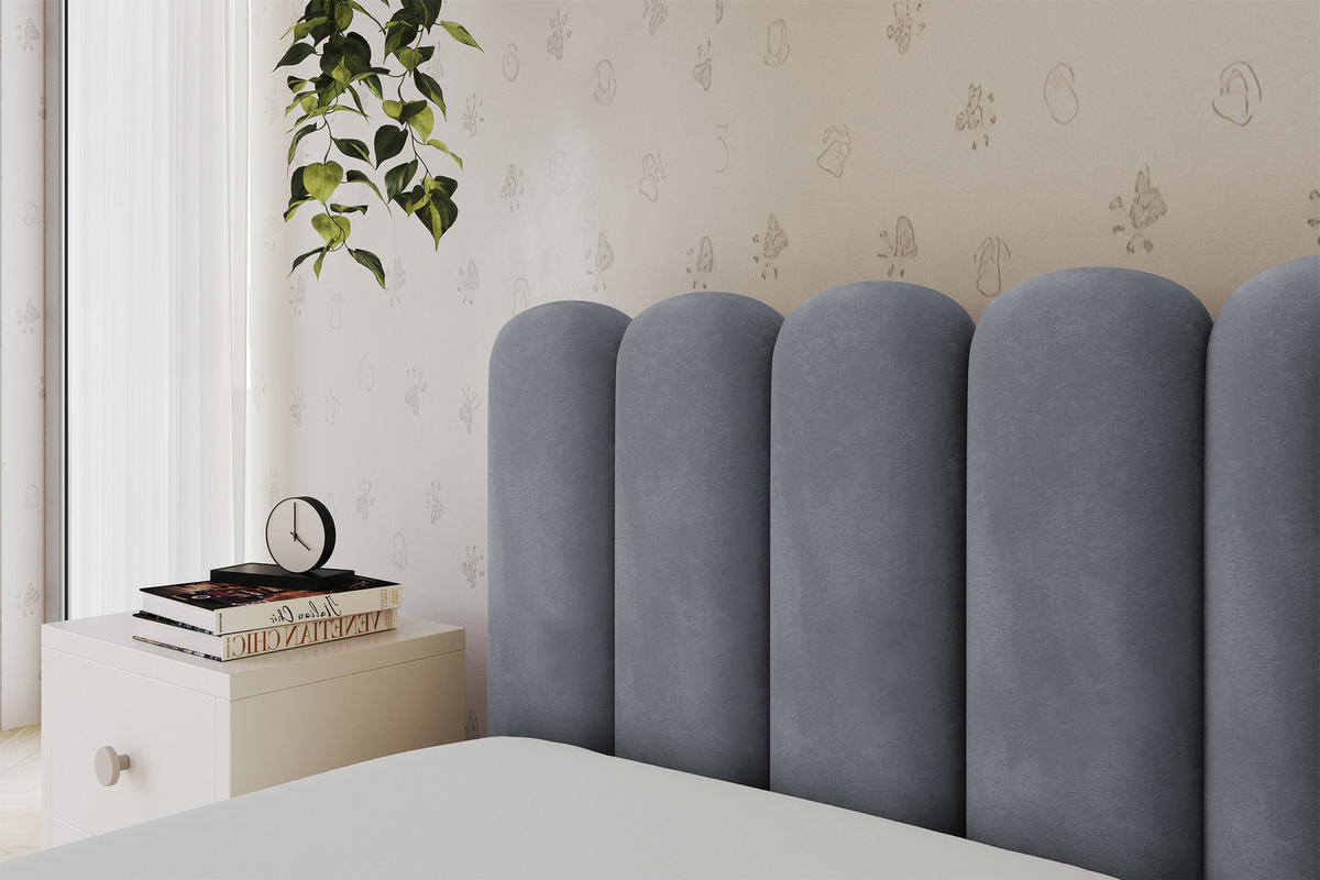 EINZELLBETT Jugendbett mit Bettkasten und Matratze H3/H4, Rechts - HUGY 100x200 Grau - Blaugrau, Holzwerkstoff/Textil (100/200cm) - ALTDECOR