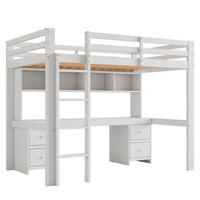 HOCHBETT mit Stauraum und Treppe Weiß 90x200 cm Holz - Weiß, Holz (90/200cm) - SONNENH