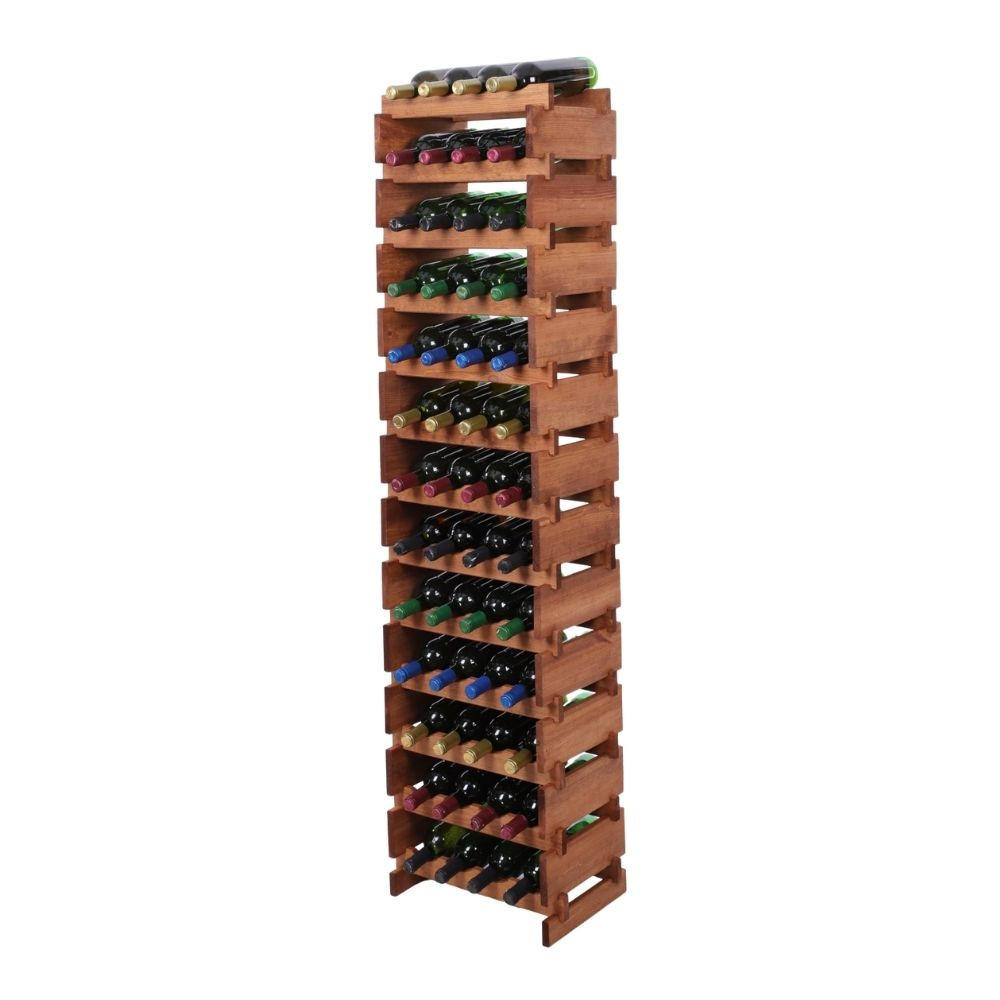 WEINREGAL VINOTECA FLEX PRO HxBxT 177x46x28cm 52 Flaschen auf 13 Ebenen Braun geölt - Braun, Holz (46/177/28cm) - PROREGAL