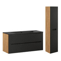 BADMÖBEL 120cm Elora 2er-Set Schwarz und Holz - Schwarz, Holzwerkstoff (120/57/46cm) - Petits-meubles