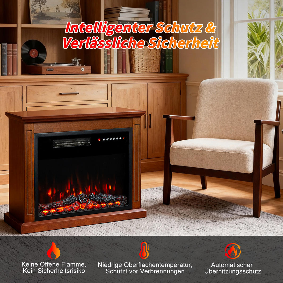 23" Elektrokamin mit Schrank - Braun, Metall (74/59.8/24cm)