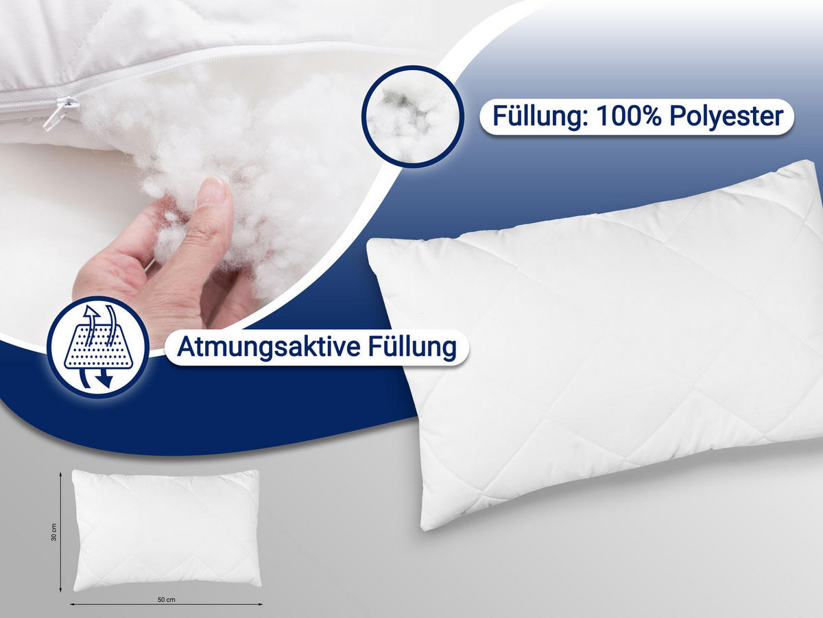 KISSEN, 2er-Set, 30x50 cm, 50% Polyester, 50% Baumwolle, Weiß - Weiß, Textil (30/50cm) - Zollner