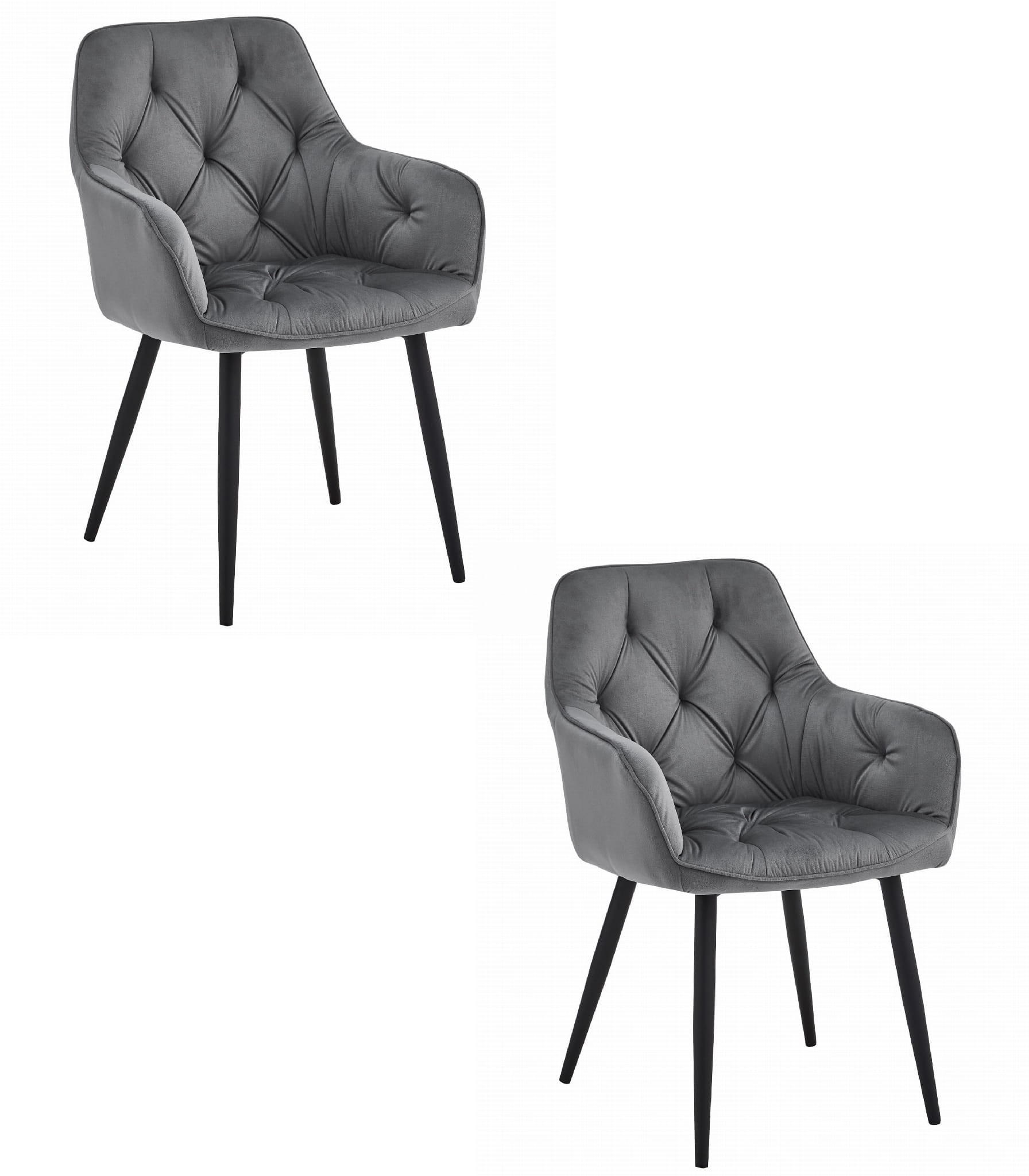 ESSZIMMERSTUHL 2-er Set LUKK dunkelgrauer Sitz, schwarze Beine - Dunkelgrau/Schwarz, Textil (56/83.5/62cm) - Valora