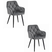 ESSZIMMERSTUHL 2-er Set LUKK dunkelgrauer Sitz, schwarze Beine - Dunkelgrau/Schwarz, Textil (56/83.5/62cm) - Valora