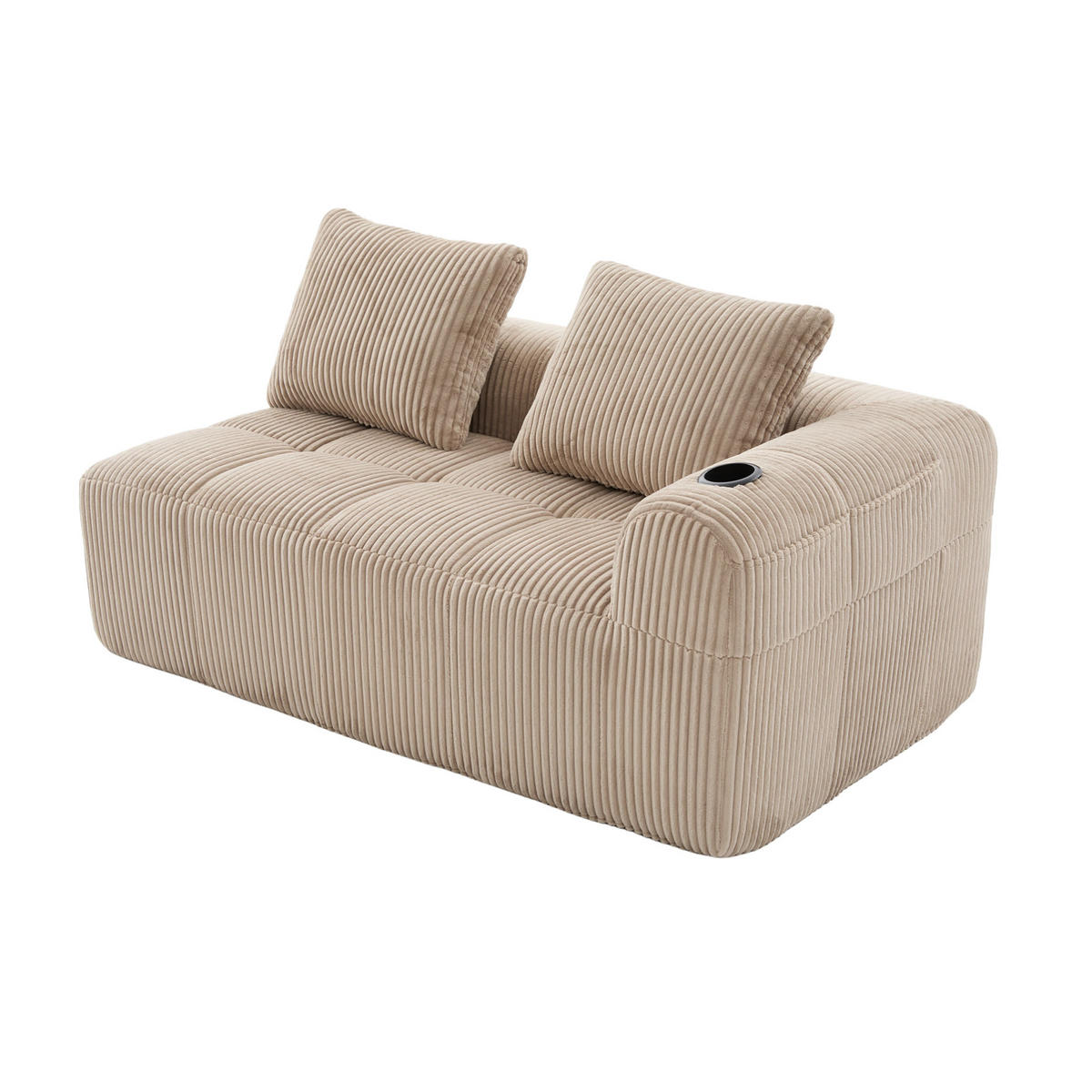 2-SITZER 158/93/61 cm Khaki aus Cordstoff mit Seitenfächern und Becherhaltern - Sandfarben, Textil (93/61/158cm) - OKMYHOME