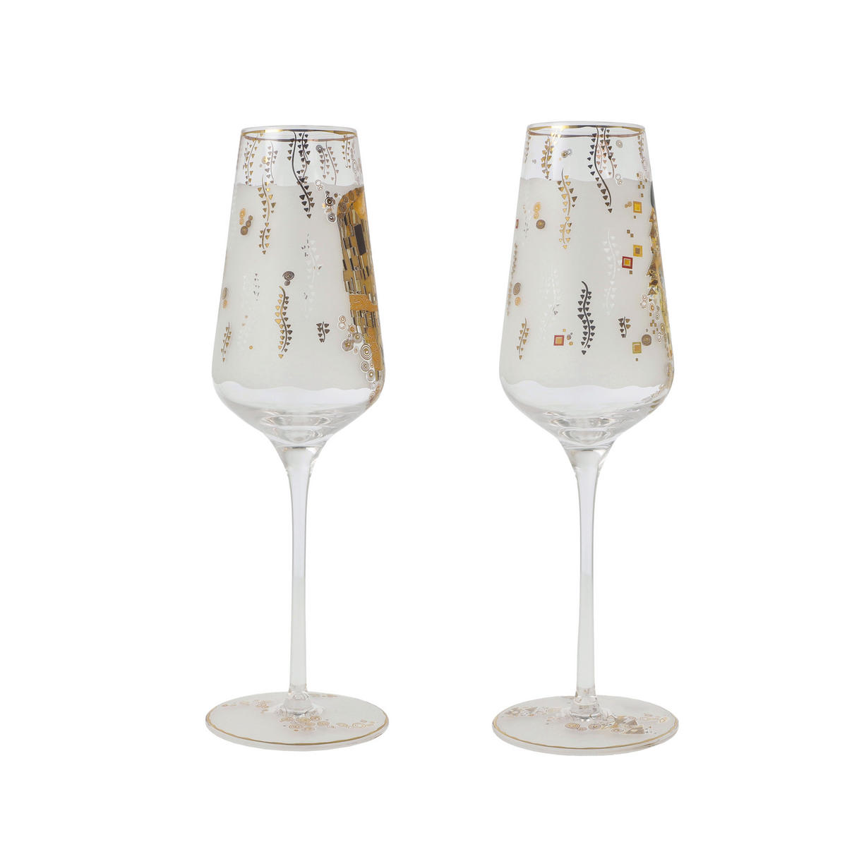 SEKTGLAS Gustav Klimt - Adele & der Kuss, Glas, Bunt, Füllmenge 100 ml - Multicolor, Glas (0.15L) - Goebel