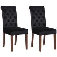 ESSZIMMERSTÜHLE 2er-Set WALES Samt 98x45x63 cm schwarz Holz - Schwarz, Holz (45/98/63cm) - DELUKE