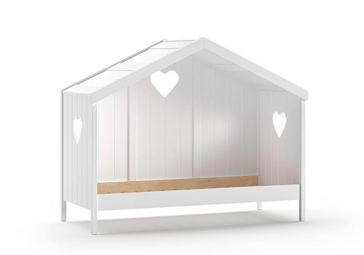 HAUSBETT Kamila 1 213x172x99 mit Rückwand aus Massivholz+MDF in Weiß - Weiß, Holz (90/200cm) - 58aufmkessel