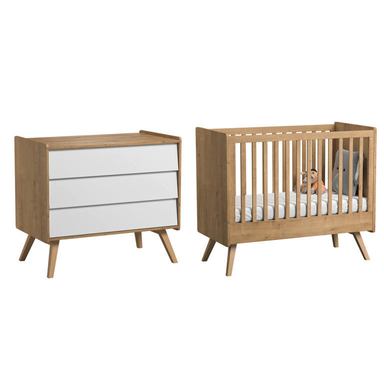 SOBA ZA BEBE 2-dijelni drvo i bijela - bijela, drvni materijal (125/103/65cm) - Petits-meubles