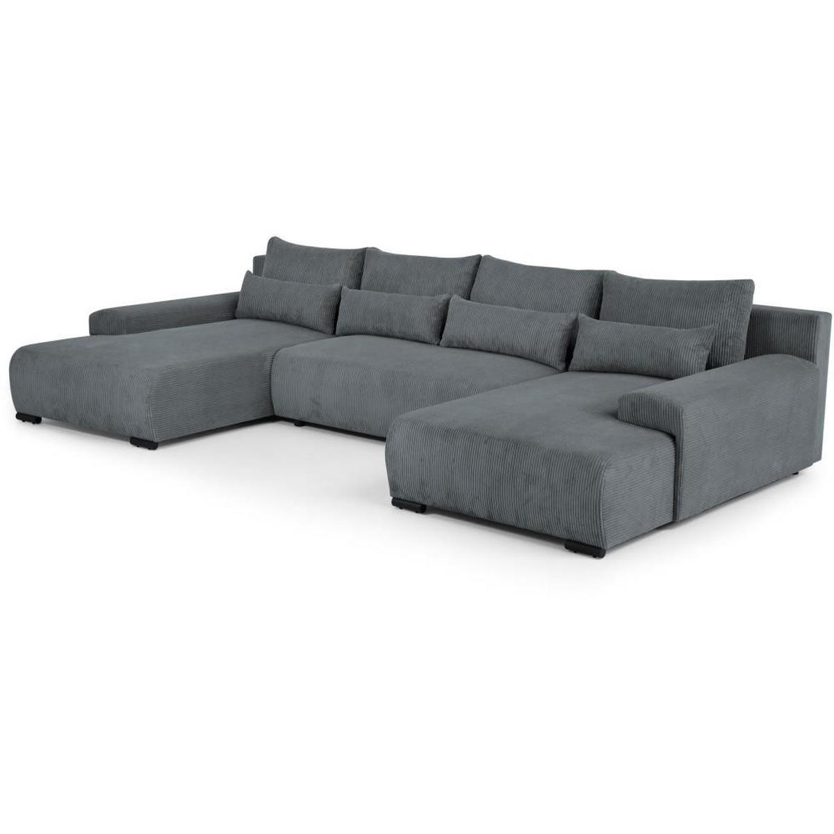 WOHNLANDSCHAFT Benny U dunkelgrau - Dunkelgrau/Schwarz, Textil/Metall (350/85/186cm) - Beautysofa