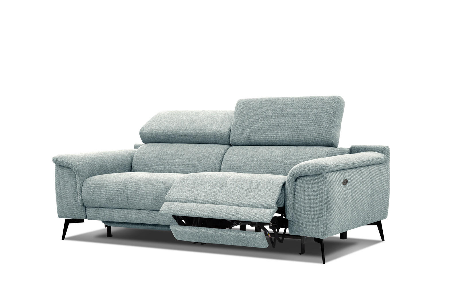 RELAXSOFA FIERO 3-Sitzer mit 2 Relaxfunktionen, mintgrün - Schwarz/Mintgrün, Holzwerkstoff/Textil (212/82/103cm) - Courtois Laville