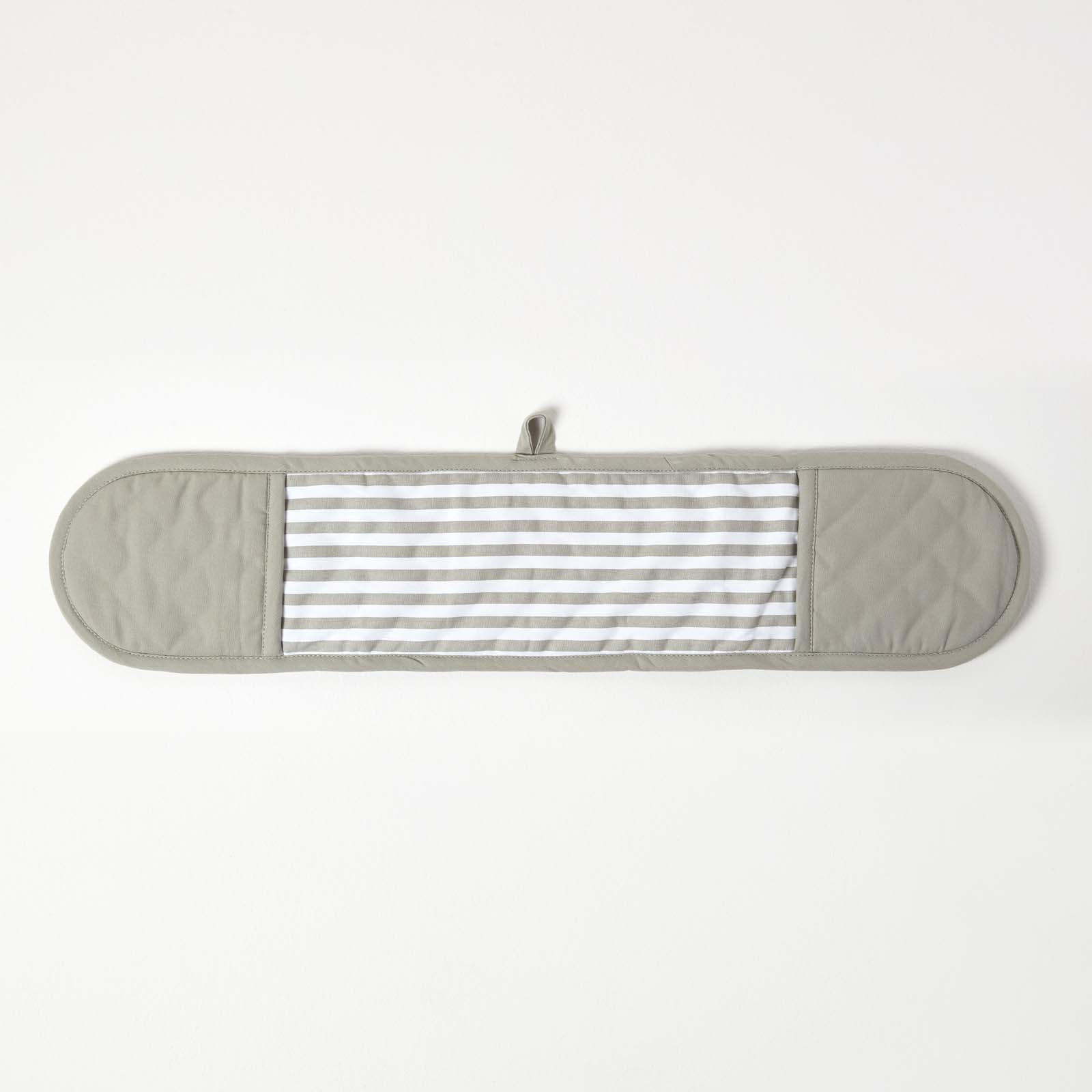 DOPPEL-OFENHANDSCHUH grau-weiß 18/84 cm, Baumwolle wattiert - Grau, Textil (18/84cm) - Homescapes