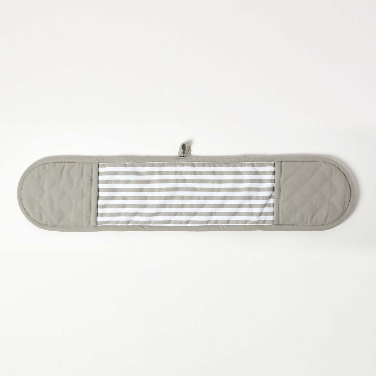 DOPPEL-OFENHANDSCHUH grau-weiß 18/84 cm, Baumwolle wattiert - Grau, Textil (18/84cm) - Homescapes